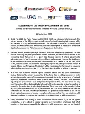 Statement on the PP bill